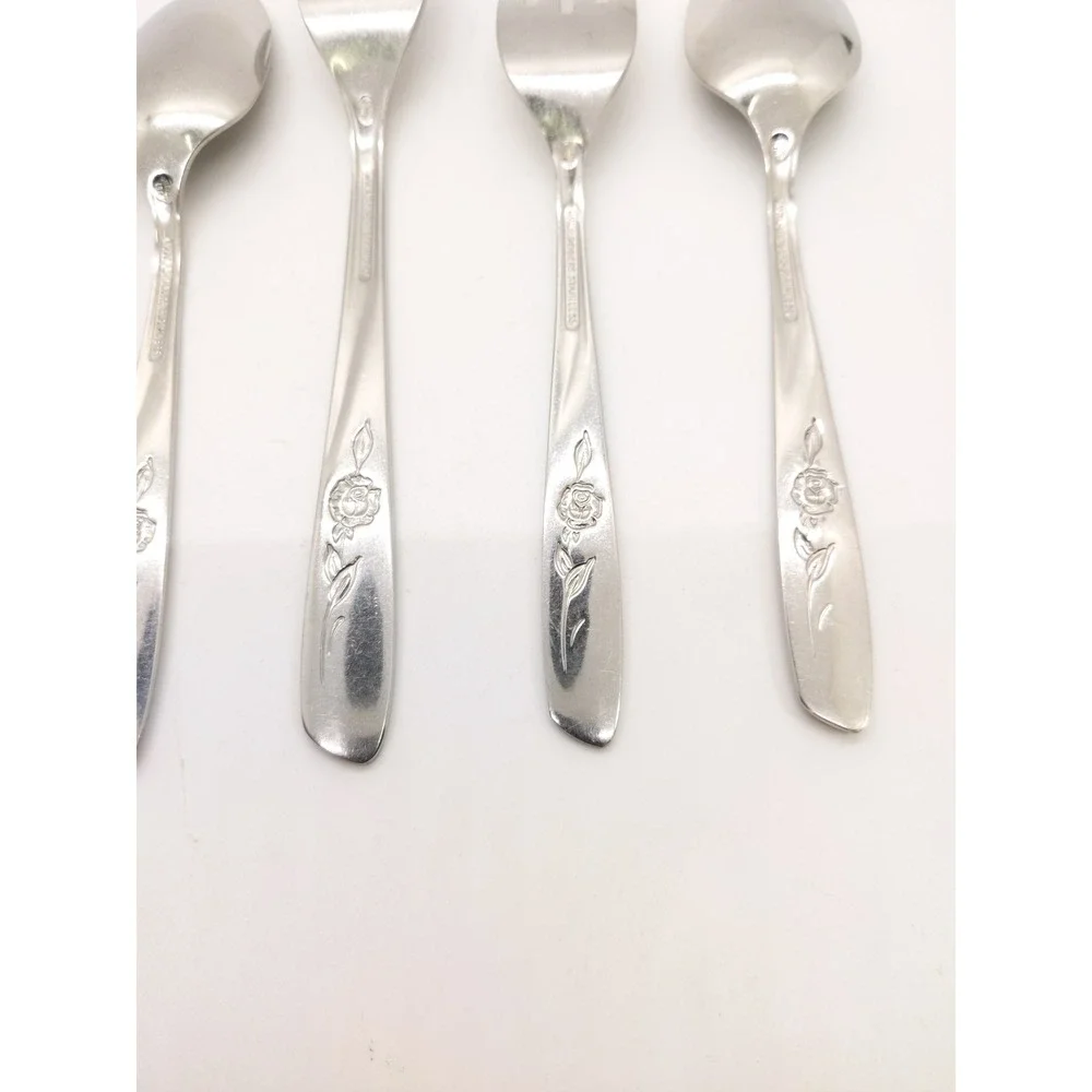 Oneida Rogers Sweet Briar Rose Flatware Set 6pc Silver Stainless Floral Design